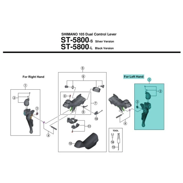 Bras De Levier Shimano 105 ST5800 Y01G98010 Argent - Gauche 3 Bras De Levier Shimano 105 ST5800 Y01G98010 Argent - Gauche